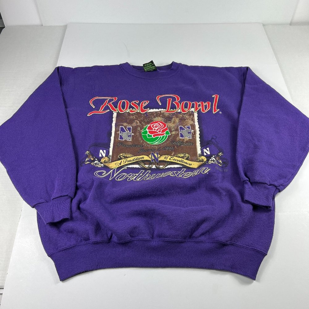 VTG 1996 Rose Bowl Northwestern Wildcats Sweatshirt Large Purple Crewneck TSI
